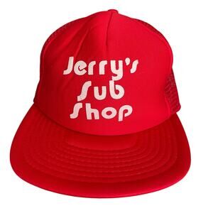 Vintage Jerry’s Sub Shop Red Foam Mesh Trucker Snapback Hat Maryland Base
